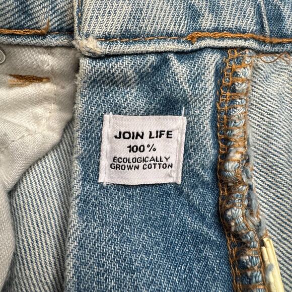 Zara Jeans Womens 6 Light Wash Denim Raw Hem Straight Leg Crop Cut Off High Rise - Picture 7 of 7